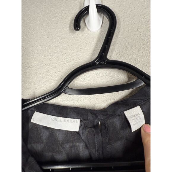 Sibel Saral 100% Silk Blouse Womens L Sheer Lightweight Geometric Quiet Luxury - Picture 6 of 8